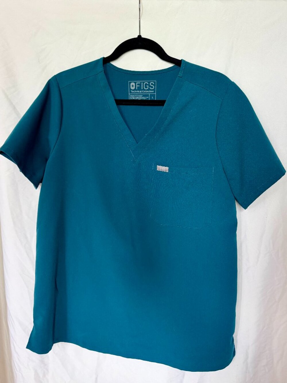 FIGS Catarina Scrub Top Womens Large Caribbean Blue Teal V Neck Medical Uniform